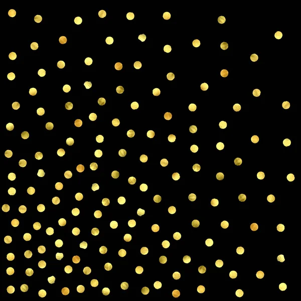 Confettis dorés isolés sur fond noir. — Image vectorielle