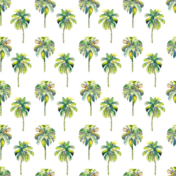 Schema delle palme. Esotico acquerello modello senza soluzione di continuità — Foto Stock