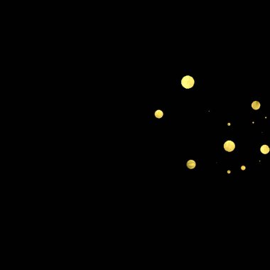 Altın konfeti siyah arkaplanda izole edildi.