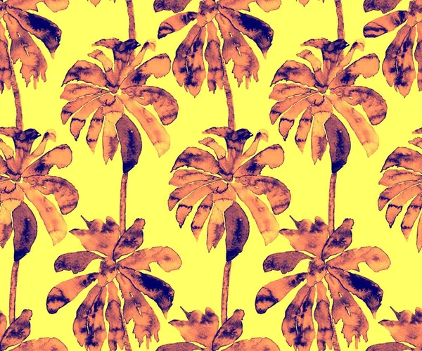 Palm minta. Egzotikus akvarell Seamless Pattern — Stock Fotó