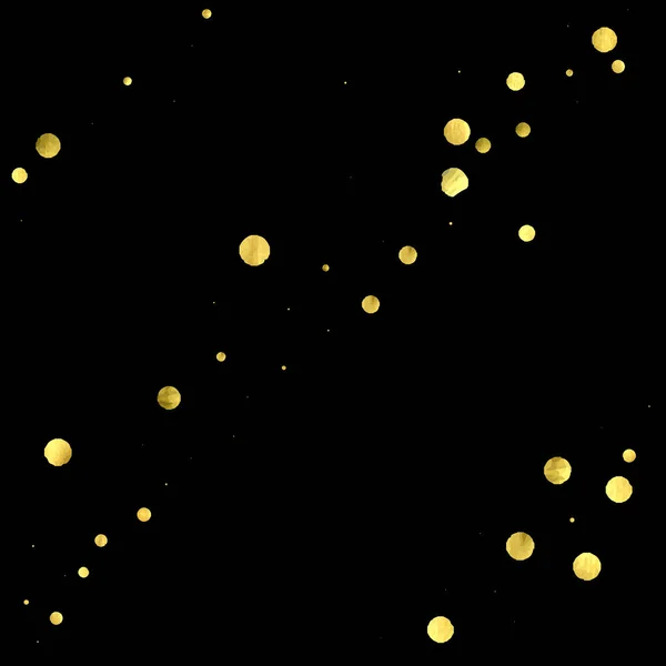 Confettis dorés isolés sur fond noir. — Image vectorielle