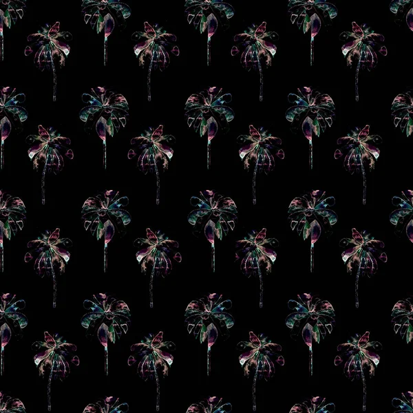 Palm minta. Egzotikus akvarell Seamless Pattern — Stock Fotó