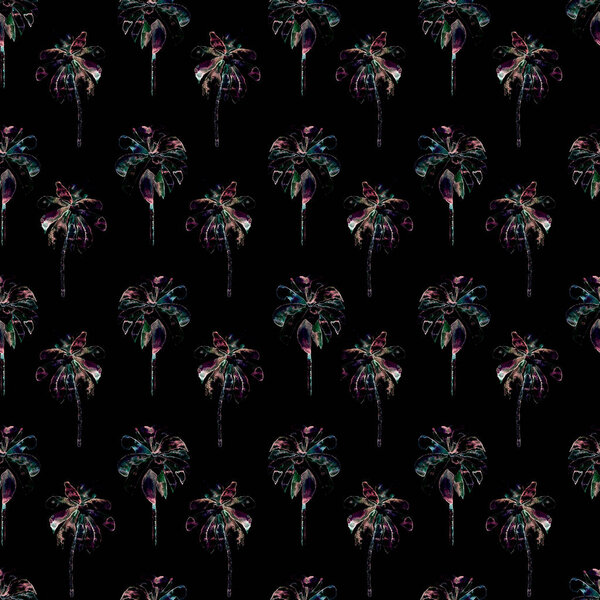 Palm Pattern. Exotic Watercolor Seamless Pattern