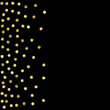 Altın konfeti siyah arkaplanda izole edildi.