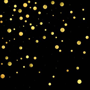 Altın konfeti siyah arkaplanda izole edildi.