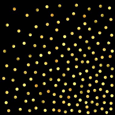 Altın konfeti siyah arkaplanda izole edildi.