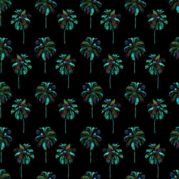 棕榈图案异国情调的水彩无缝图案 — 图库照片