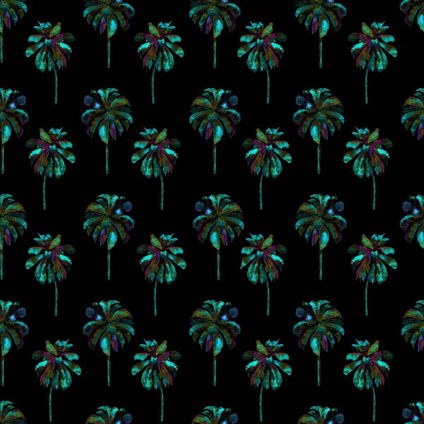 Palm Pattern. Exotic Watercolor Seamless Pattern