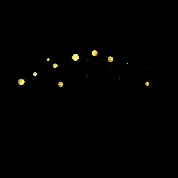 Confettis dorés isolés sur fond noir. — Image vectorielle