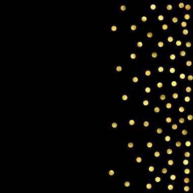 Altın konfeti siyah arkaplanda izole edildi.