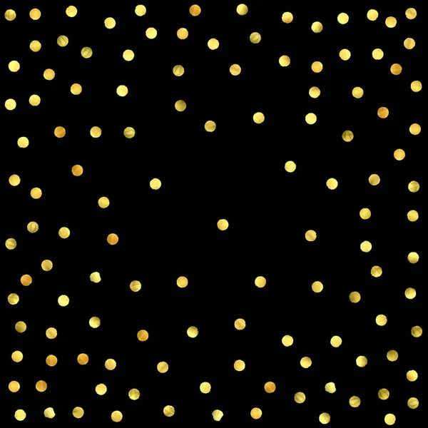 Golden confetti isolated on black background. — Stock Vector