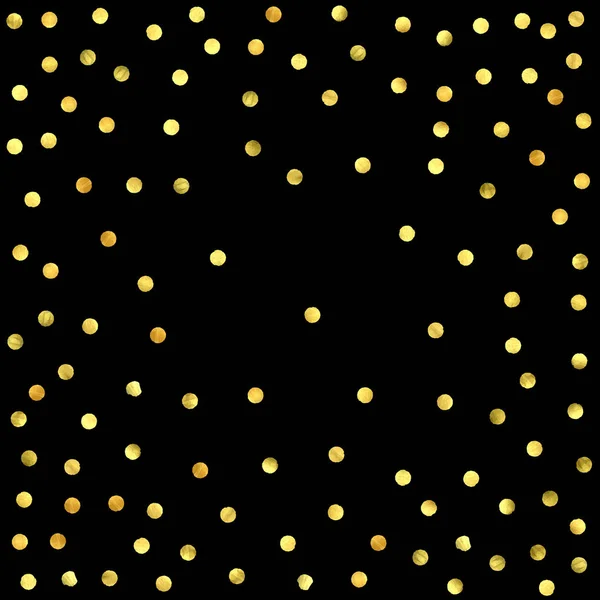 Confiti dorado aislado sobre fondo negro. — Vector de stock