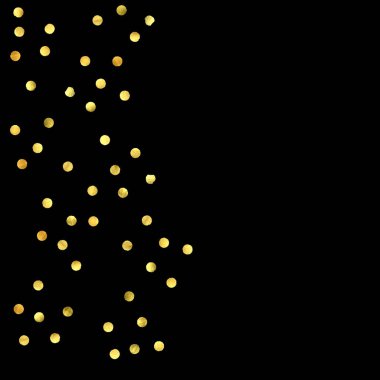 Altın konfeti siyah arkaplanda izole edildi.