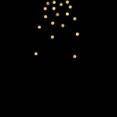 Altın konfeti siyah arkaplanda izole edildi.