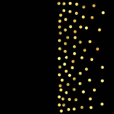 Altın konfeti siyah arkaplanda izole edildi.