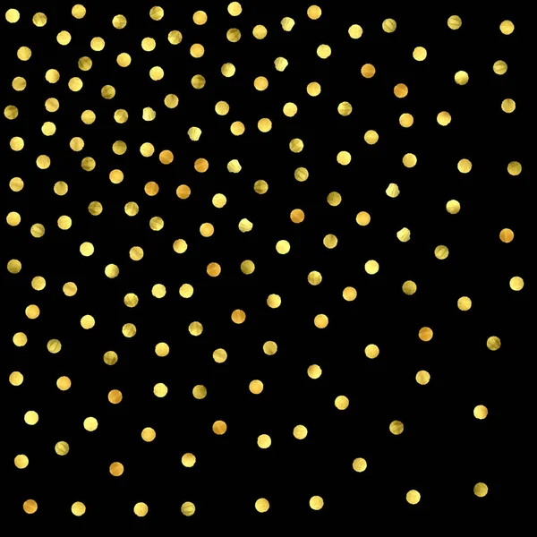 Confettis dorés isolés sur fond noir. — Image vectorielle