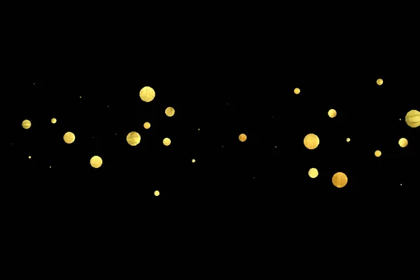 Golden confetti isolerad på svart bakgrund. — Stock vektor