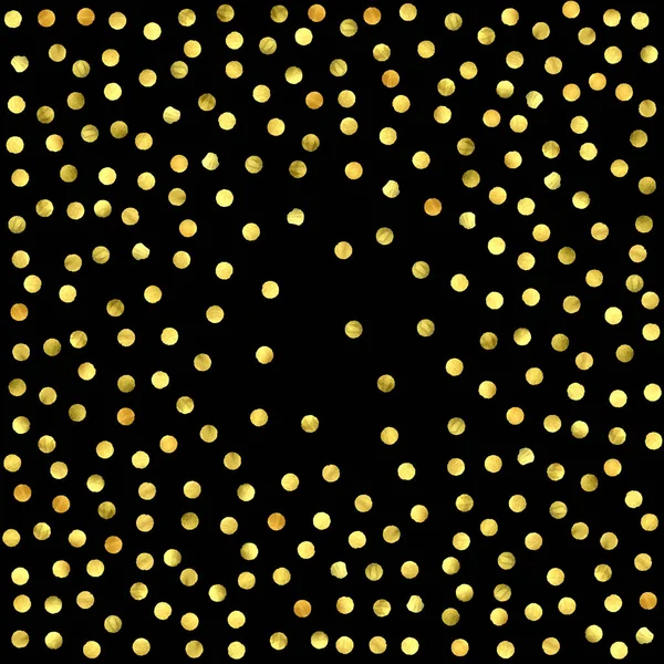 Confettis dorés isolés sur fond noir. — Image vectorielle