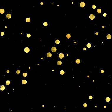 Altın konfeti siyah arkaplanda izole edildi.