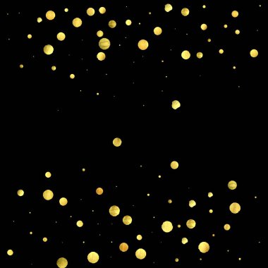 Altın konfeti siyah arkaplanda izole edildi.