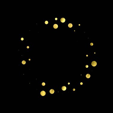 Altın konfeti siyah arkaplanda izole edildi.