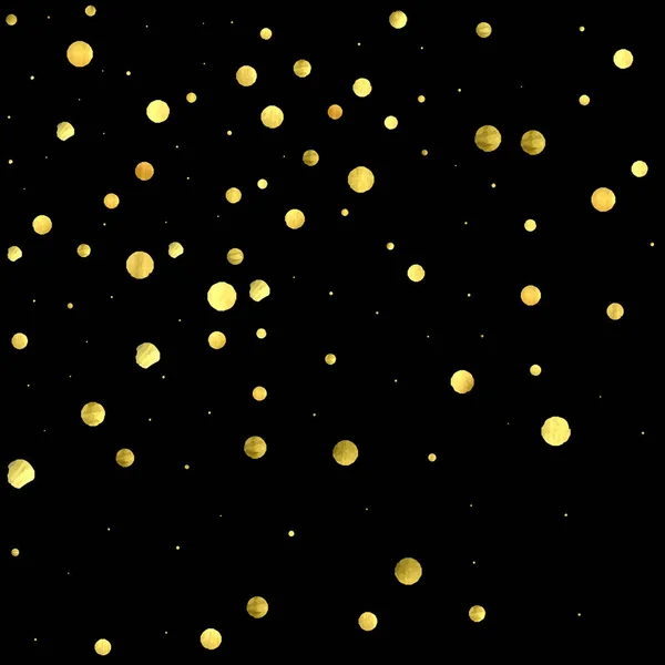Golden konfetti elszigetelt fekete háttér. — Stock Vector
