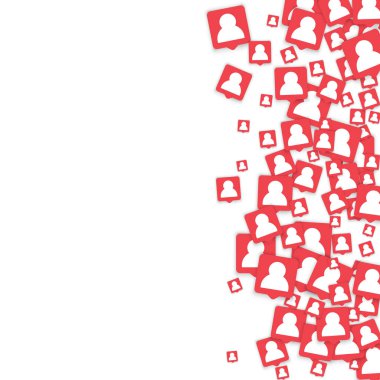 Adam simgesini bildirim ile sosyal medya arka plan.