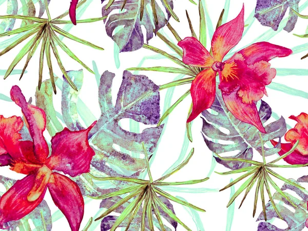 Orchid Seamless Pattern. — Stock Photo, Image