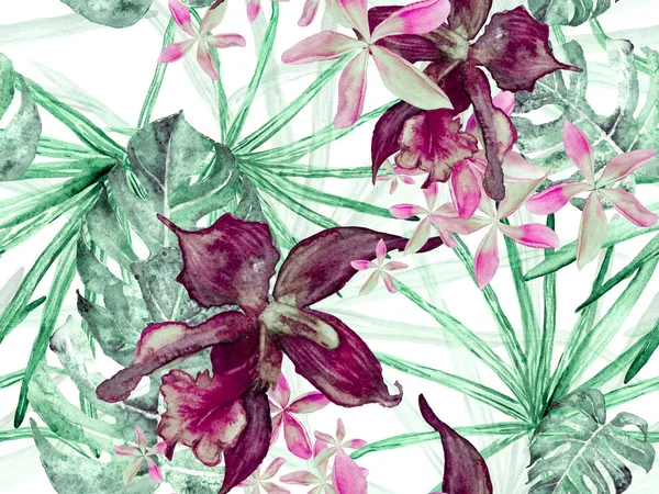 Nahtloses Orchideenmuster. — Stockfoto