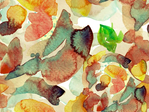 Folhas de aquarela Padrão sem costura. — Fotografia de Stock