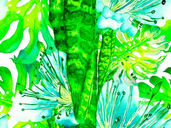 Watercolor leaves Seamless Pattern.