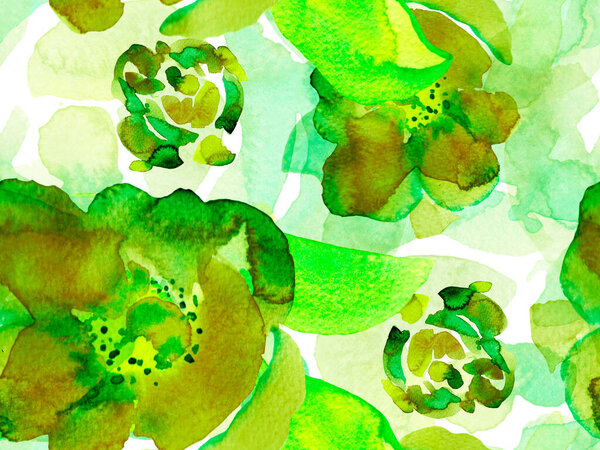 Watercolor leaves Seamless Pattern.