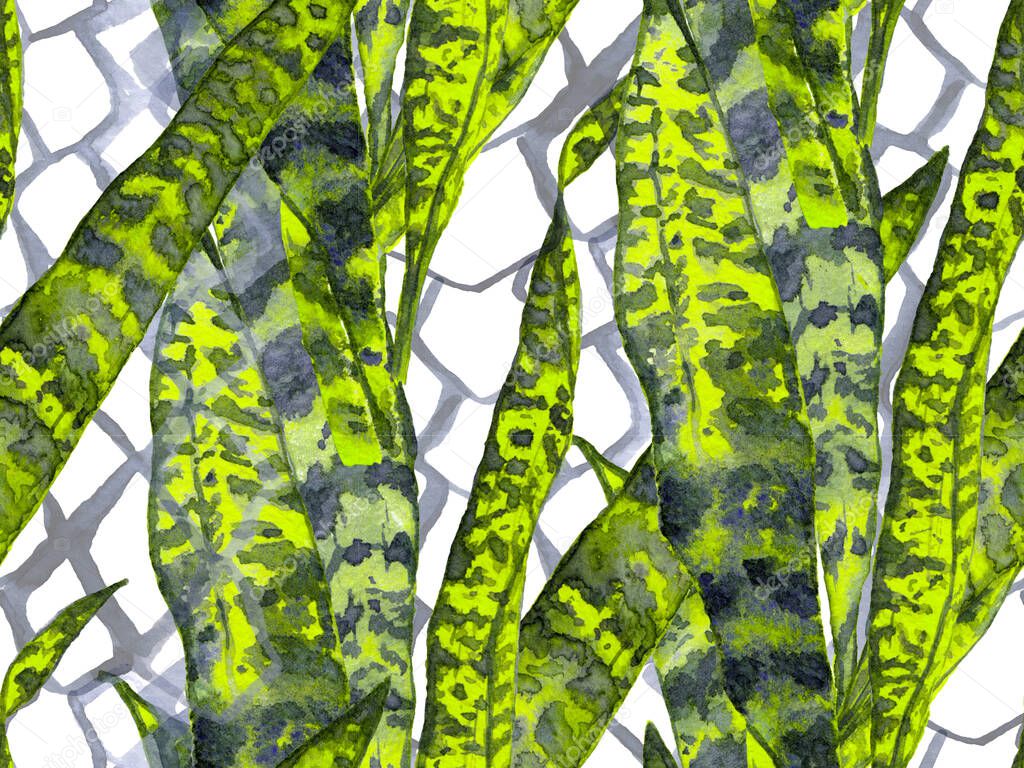 Exotic Leaves and Snake Skin Seamless Pattern.