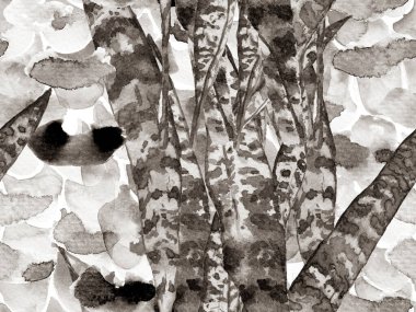 Egzotik Yapraklar ve Yılan Derisi Kusursuz Desen.