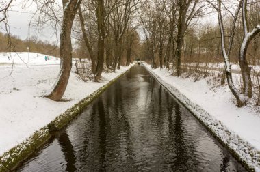 Olympiapark Munich München Almanya 'da kış manzarası