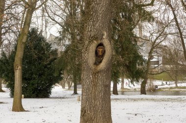 Olympiapark Munich München Almanya 'da kış manzarası
