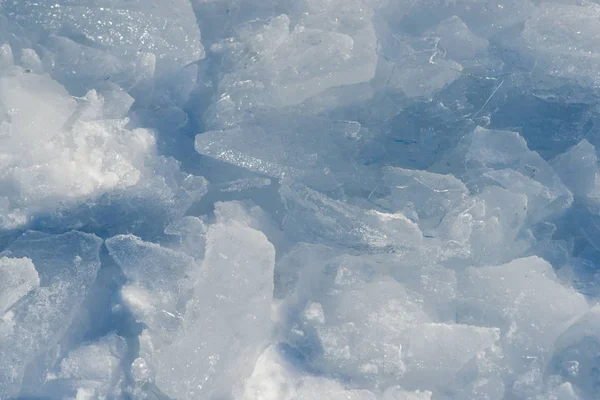 White and blue broken ice pieces