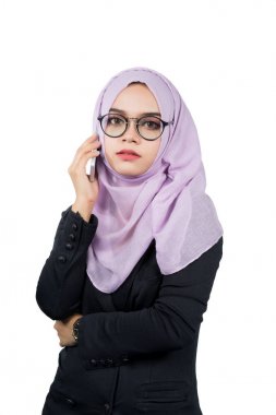 Güzel modern Asya Müslüman iş kadın portre.