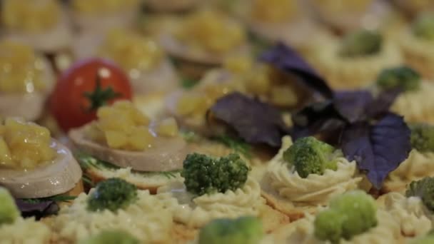 Snacks vegetales Medio, Dolly Shot — Vídeo de stock