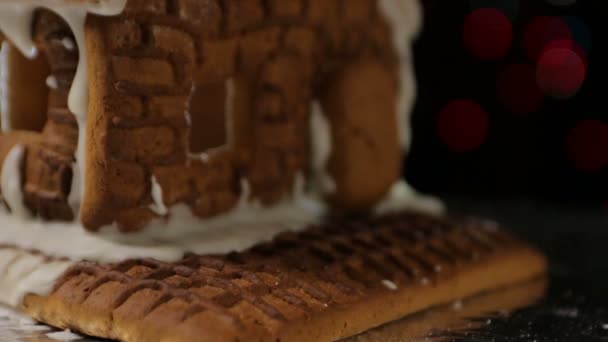 Ginger Bread House luci colorate chiudere — Video Stock