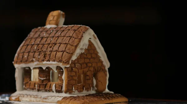 Gingerbread House Black Background — Stock Photo, Image