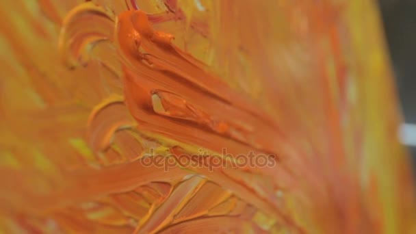 Peinture jaune orange sur toile — Video