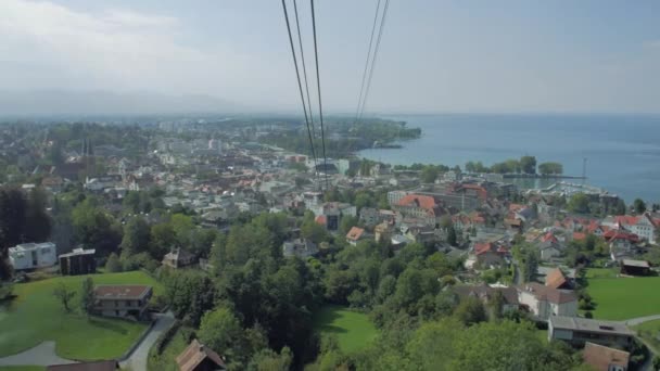 City Panorama Lake Aerial View — Stock Video