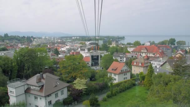 Mountain Cable Car Lift Stadsgezicht — Stockvideo