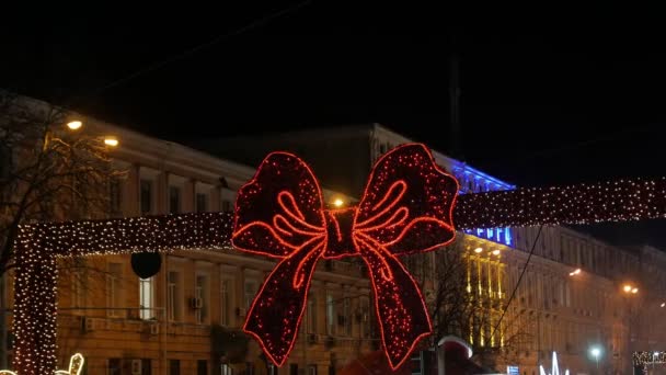 Πλώρη φωτισμού Χριστουγέννων — Αρχείο Βίντεο