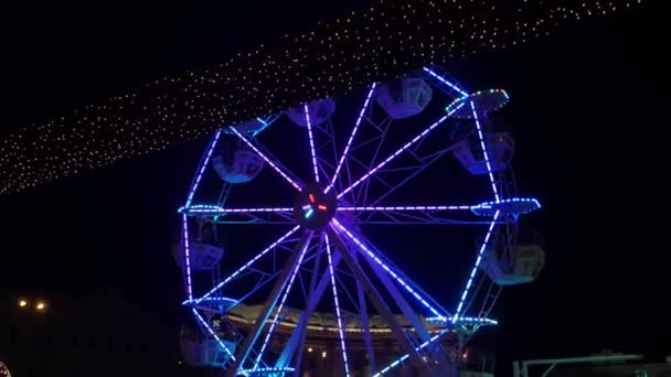 Ferris Rueda luces de Navidad — Vídeo de stock