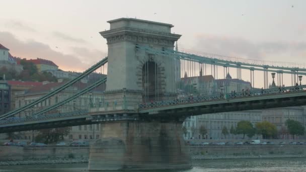 Ponte Cadeia Szechenyi Budapeste — Vídeo de Stock