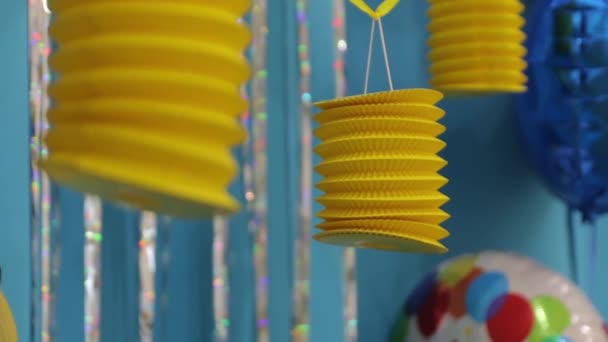 Decorations On Children Birthday Party — Stock Video