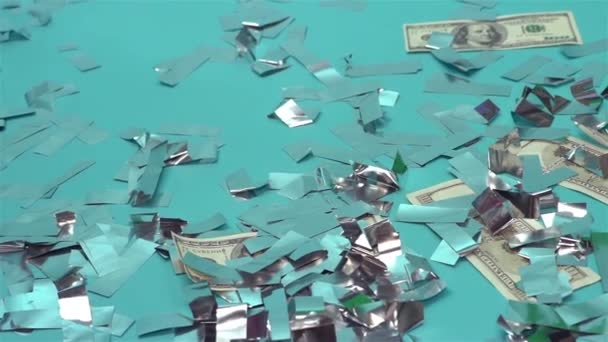 Confetti y dinero — Vídeo de stock