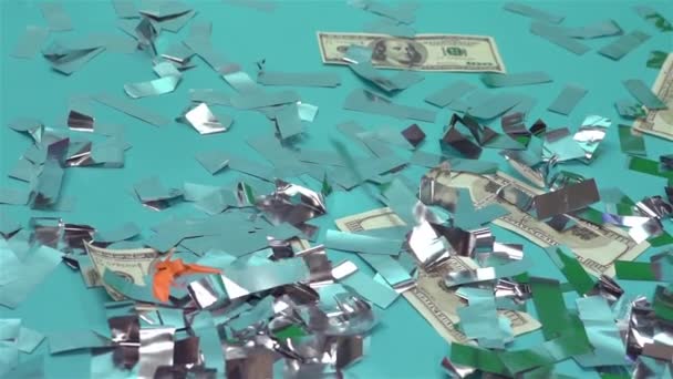 Dólares e Confetti — Vídeo de Stock